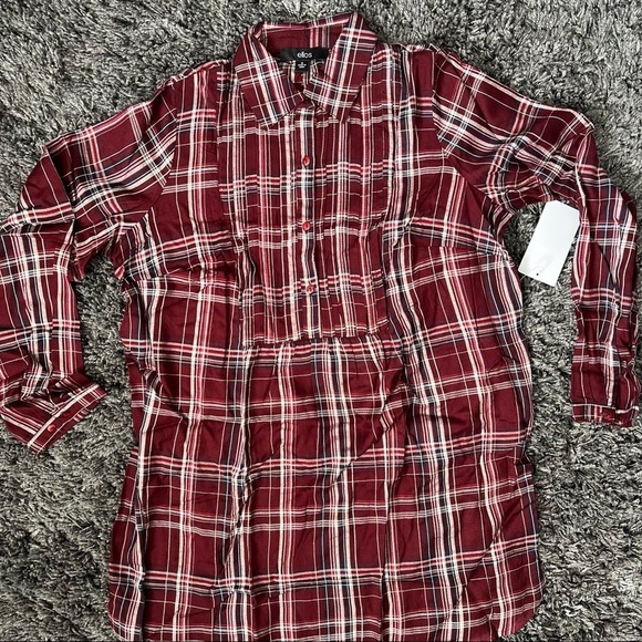 Ellos burgundy plaid print tunic size 10 New With Tags - Picture 4 of 7